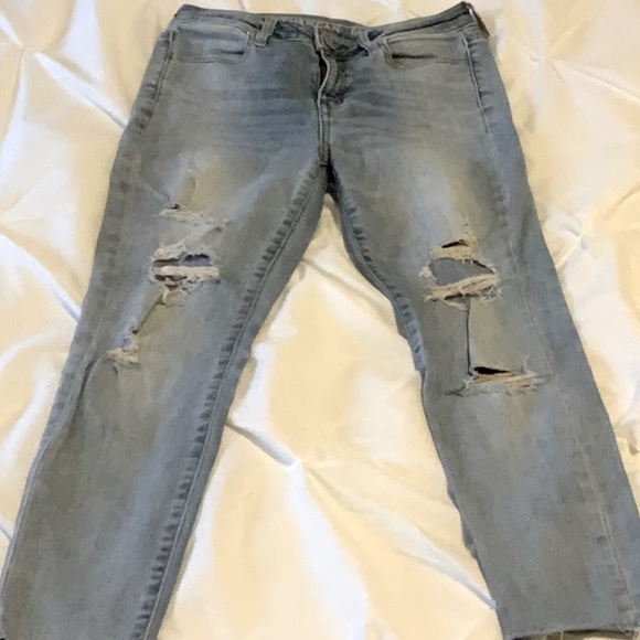 American eagle distressed super-stretch jeggings. - Picture 1 of 8
